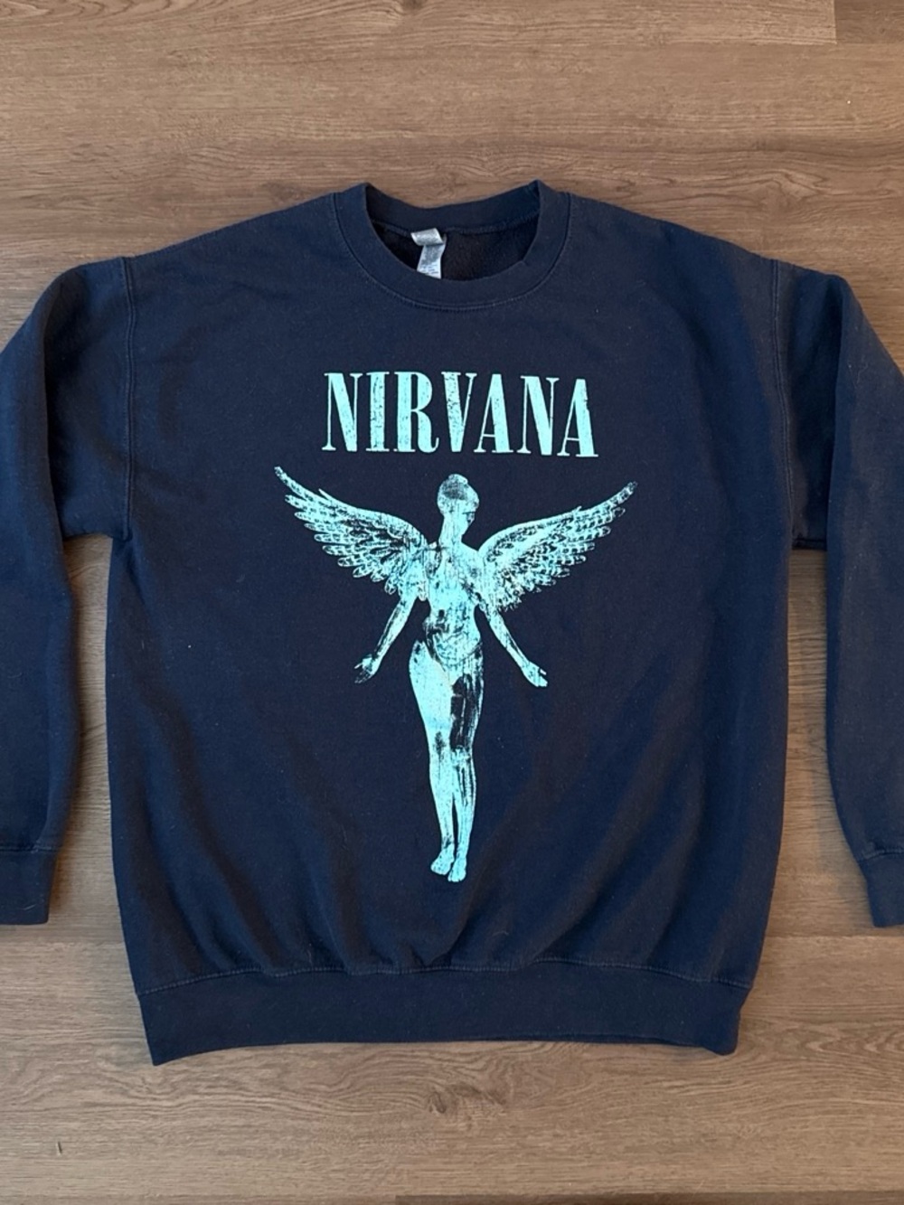 Nirvana Navy “In Utero” Crewneck Sweater with Mint Graphic